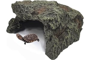M2cbridge Reptile Hideout Cave Resin Rock Hides Terrarium Habitat Decor(Cave)