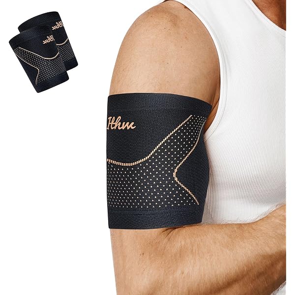YAVOUN Bicep & Tricep Compression Sleeve - Arm Support Wrap For Tendonitis & Muscle Pain Relief, Grey
