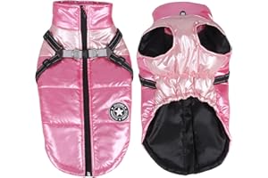 TONYFY Manteaux d'hiver pour chien, réfléchissant pour chien, rembourré en duvet épais, col haut, imperméable, coupe-vent, chaud, douillet pour chiot, petit, moyen, grand chien (Rose-XXL)
