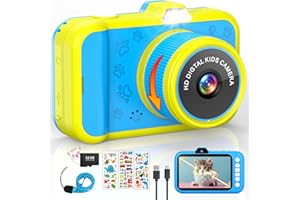 CHAKEYAKE Macchina Fotografica Bambini | 3,5" Ampio Display | 360° Obiettivo Zoom Rotante | 1080P HD Fotocamera Digitali Bambini con Selfies | Flash | Scheda da 32G | Regalo Bambina e Bambino 3-12 Anni | Blu