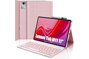 WINCHKING Tastiera Lenovo Tab M11, Custodia con Tastiera per Lenovo Tab M11 2024 11", Cover Tastiera Retroilluminata Bluetooth Magnetica Staccabile con Layout QWERTY Italiano per Lenovo M11, Rosa Chiaro