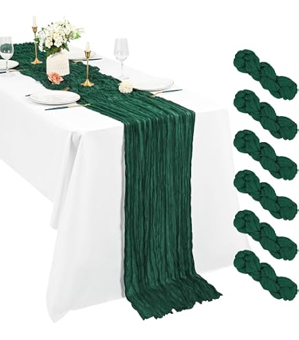 6 Runner Da Tavola In Garza Rustica 55x300 Cm - Bohémien Per Matrimoni, Feste E Decorazioni - Colore: (Scegli Tra 12 Tonalità)