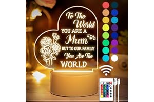 DJLLA Gifts for Mum Birthday Light, Mother's Day Gifts for Mum from Daughter Son, Personalized Night Lamp for Mum, Mother-in-Law, Step Mum, Acrylic USB Night Lights 16 Colors, Birthday Gift Christmas