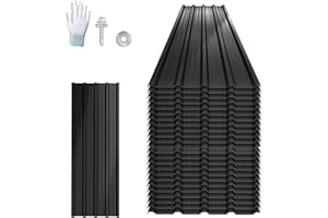 UISEBRT Lot de 24 tôles ondulées pour toiture en acier galvanisé 129,5x45 cm, tôle trapézoïdale profilée 14 m², galvanisée, tôles de toiture résistantes aux intempéries pour garage, abris de jardin