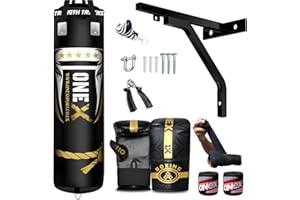 ONEX Heavy Filled Boxing Punch Bag Set Gloves Bracket MMA Pad Punching Kick Bag 13Pcs 3ft – 4ft - 5ft With Straps