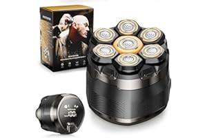 Dyoonoer 7D Electric Head Shavers for Men - Cordless Waterproof Rotary Razor Head Shavers for Bald Head with LED Display, Wet/Dry Use - Ideal for Sensitive Skin, Travel & Gifts