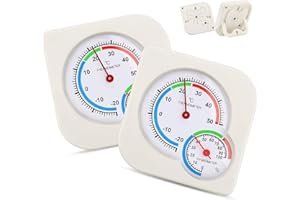 FOXNSK 2 Pcs Mini Indoor Thermometer, Hygrometer Temperature Humidity Monitor Gauge No Battery Needed for Home Room Kitchen Patio Planting Room Reptile Terrariums Incubator