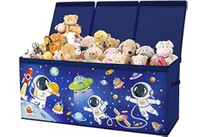 alldomess Caja de Almacenaje Juguetes,Baúl de Juguetes Infantil Plegables Grandes con Tapas y Asas para Niños Niñas, Dormitorio, Sala de Juegos, Guardería, Astronauta
