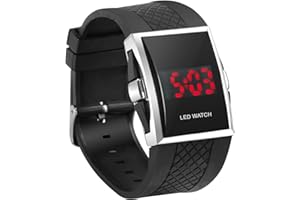 DIGIFLEX Luxury Digital Black Wristwatch - Red LED Light Sport Wrist Watch