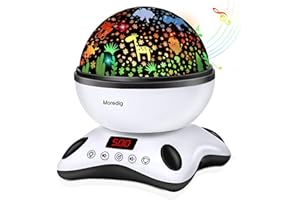 Moredig Baby Projector Night Light, Night Light Kids Projector with 12 Music and Timer, Remote Kids Light for Bedroom with 8 Lighting Modes, Gifts for Baby Boy Girls- Black White
