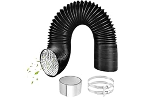 ComPDCVD Schwarz Abluftschlauch 80mm Länge 3m PVC Flexibel Alurohr Schlauch Aluminium Aluflexschlauch mit 2 Schlauchschelle Edelstahl für Klimaanlagen Mobile Klimaanlage Wäschetrockner Abzugshaube