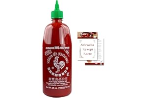 ‎ASIAFOODLAND.DE Huy Fong - Sriracha scharfe Chilisauce - Das "Original" - 714ml - inkl. Asiafoodland Sriracha Sauce Rezeptkarte - als feurig leckerer Siracha Asia Saucen Dip