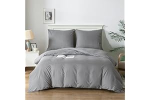 Good Nite Bettwäsche 135x200 2 teilig Grau Bettwäsche-Sets Mikrofaser Bettbezug 135x200 cm + 1 Kissenbezug 80x80cm Atmungsaktiv Weich