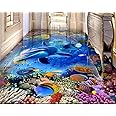 Custom 3D Flooring murals Underwater World Dolphin 3D Floor Tiles Waterproof self-Adhesive murals floor-250 * 175cm