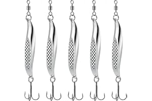 Dr.Fish 5pcs Sea Fishing Spinners Dexter Wedge Lures Metal Jigs Spoon Treble Hook Casting for Bass Cod Mackerel Silver