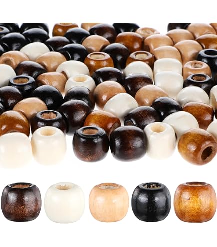 TOAOB 160 Pezzi Perline In Legno Naturale E 5 Metri Macrame Corda Filo Cotone Rotonde Palline Legna Per Braccialetti Collane Lavoretti Fai Da Te Decorazioni Artigianali 6mm 8mm 10mm 12mm 14mm 0 1
