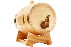 TESUGN 3L Eichenfass Holzfass Weinfass, Braufass mit Holzhahnständer, Eichenweinfass Kleines Alkoholfass Eichenfass für Whisky, Wein, Spirituosen, Deko Holzfass