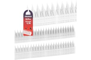 EXLECO Vogelabwehr aus Kunststoff 12 Meter mit Kleiner Stacheln, 30Pcs Taubenabwehr 3 Reihig Länger Vogel Spikes für Katze, Spatzen, Marder, Zaun, Fensterbank, Dach | Transparent 35mm Hoch