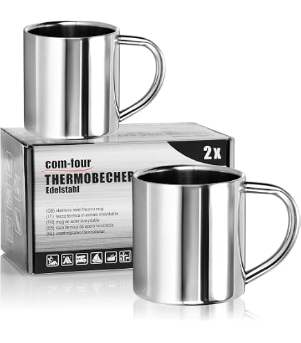 MAKREL Bicchieri Infrangibili In Plastica Con Manico – 6 Tazze A Righe, 280 Ml, Senza BPA, Per Campeggio E Feste - 2