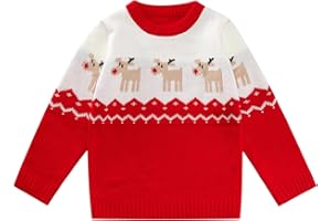 ESHOO Baby Boys Girls Christmas Deer Print Knitwear Pullover Sweater Boys Girls Xmas Jumper