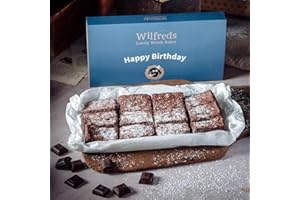 Wilfreds Belgian Chocolate Orange Brownies - 12 Gourmet Brownies in a Gift Box, Perfect for Brownie Sharing Joy or a Great Gift for Him or Her - Letterbox Friendly (Happy Birthd)