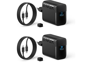 ‎ANKER Anker Ładowarka USB C 45 W, zestawy ładujące z 1.5M kablem, szybka ładowarka, kompaktowa ładowarka, kompatybilny z iPhone 16/15/14/13, iPad, Samsung Galaxy S24/S23, Pixels (Czarny, 2 opakowania)