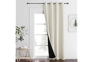 PONY DANCE Cortinas Salon Beige Cortina Opaca Termica Aislante 140x240 CM Cortinas Dormitorio Matrimonio 1 Pieza Cortinas 100% Blackout Cortina Ventana con Ojales, Beige Claro