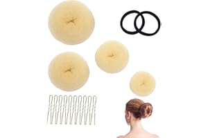 MNIIMALUXE 4 Stück Duttkissen Haar Donuts,Dutt Maker für Kinder Frauen,Hair Bun Set Braun,Dutt Kissen Set,Frisurenhilfe Kleine und Groß,Duttkissen Groß mit 2 Haarband 10 U-Form Haarspange Haarnadel,Donut Haare