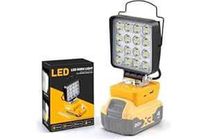 SENTOO Lampa akumulatorowa do DeWalt 20 V, 48 W, 4800 lm, bezprzewodowa lampa robocza LED, akumulator, przenośna lampa z 2 trybami jasności, mini lampa na plac budowy do prac konserwacyjnych