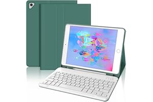 FOGARI Teclado para iPad 6/5 Generación 2018/2017, iPad Air 2/1 2014/2013, Funda para iPad 9.7 Pulgadas con Español Ñ Teclado Bluetooth Wireless, Verde Oscuro