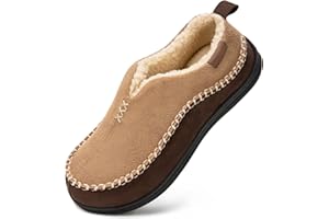 EverFoams - Pantofole Mocassino in Micro Suede Memory Foam con Fodera in Sherpa Fuzzy e Suola Antiscivolo per Uomo