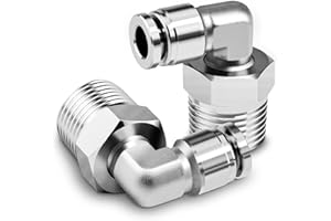 TAILONZ PNEUMATIC TAILONZ PNEUMATIQUE Acier inoxydable 304 coude fileté mâle 6 mm conduit OD x 3/8 BSP raccords push-in PL6-03 (pack de 2)