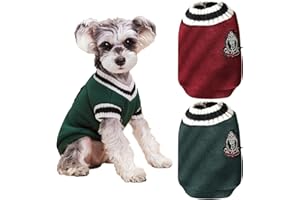 KASESSS KASESS 2 Piezas Jersey de Forro Polar para Perros Pequeños, Ropa Perro Pequeño Tejido A Punto, Suave y Cálido, Ropa Térmica para Cachorros con Forro Polar Fino, Chaleco Suéter Perros Rojo y Verde, M