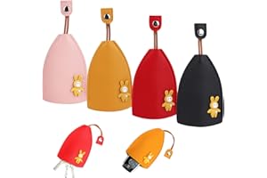 Venga amigos 4Pcs Cute Creative Pull Type Key Cover,PU Leather Cartoon Car Key Holder Case,Large Capacity Not Easy To Pull Down Key Bag For Men Women