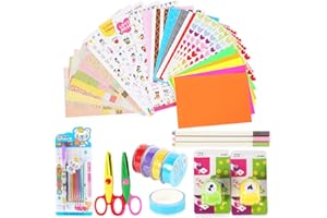 NACTECH 43 PCS Adesivi Album Fotografico Adesivi per Foto Album Scrapbooking Kit Adesivi Album Foto Album Bambini Amore per Diario Fai da Te Design(con Nastro Masking, Tipi Adesivi, Forbice Ondulati)