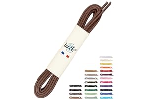 Laceter Lacets Ronds Cirés Fins 2,4mm pour Chaussures de Ville - Lacet Idéal pour Derbies, Richelieu, Bottines Cuir, Mocassins - Style Habillé Élégant et Résistant