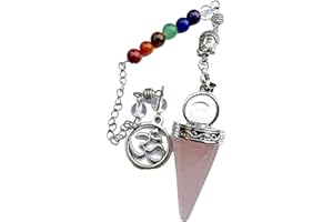 PANDIUI23 Reiki-Kristallspitze, kegelförmiges Steinpendel für Damen und Herren, doppelt spitze Natursteinpendel für Wahrsagerei, Meditation, Vision, Ausgleich (rosa Quarz)
