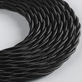 Klartext - Bella &Eacute;poque braided textile cable for vintage electrical installation, 3 x 1.5 mm, black, 5 m.