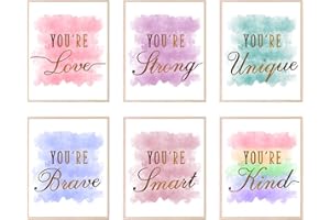 HOMANGA Girls Room Decor Posters, Kids Room Wall Art, Girls Room Wall Decor, Posters For Teen Girls Room, Girls Wall Decor Prints for Bedroom, Nursery Room, Playroom (Set of 6, 20x25 CM, Unframed)