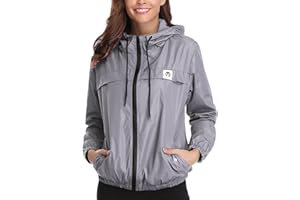 MIGCAPUT Chubasqueros Mujer Chaqueta Impermeable Abrigo Manga Larga Outdoor Deporte Cortavientos Impermeables Chaqueta Con Capucha Cortavientos Para Senderismo Camping