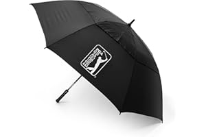PGA Tour 62-inch Golf Umbrella - Windproof Double Canopy, Mens Umbrellas with Auto Open, Fibreglass Shaft, Non-Slip Handle, Velcro Straps, Rainproof Cover - Golf Umbrella Windproof