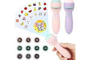 HOTUT Kinder Projektor Taschenlampe,2 Stück Kinder Geschichte Taschenlampe,Diashow Beamer Spielzeuge mit 20 Scheiben,160 Bilder,Cartoon-Kinderprojektor-Taschenlampe für Jungs und Mädchen