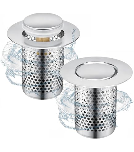 AHLSEN 2 Pcs Filtre évier Cuisine, Tamis lavabo en INOX, Filtre Cheveux Douche, Filtre de Vidange pour évier, Grille Evier Cuisine, Accessoire Drain Lavabo Baignoire Bonde, pour Salle de Bain Cuisine AHLSEN 2 Pcs Filtre évier Cuisine, Tamis lavabo en INOX, Filtre Cheveux Douche, Filtre de Vidange pour évier, Grille Evier Cuisine, Accessoire Drain Lavabo Baignoire Bonde, pour Salle de Bain Cuisine
