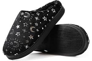 JOMIX Zapatillas Casa Mujer Invierno con Peluche Comodas Pantuflas Mujer Cerradas de Felpa Calientes Zapatillas Mujer Casa con Estrella y Luna