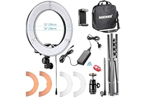 Neewer RL-12 LED Ringlicht 14" außen/12" in der Mitte mit Lichtständer, Farbfilter, Handyhalterung für Makeup, YouTube, TikTok, Kamera/Handy Videoaufnahmen
