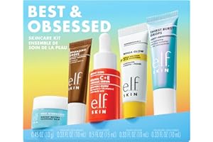 e.l.f. SKIN Best & Obsessed Skincare Kit, struccante da viaggio, protezione solare e sieri illuminanti per una pelle luminosa, vegano e cruelty-free