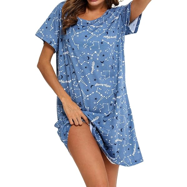 Camisón De Manga Corta Para Mujer - Algodón Y Modal - Rosa - Talla Large - Ropa De Dormir Cómoda Y Suelta