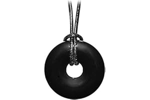 Kaltner Präsente Idea regalo – Collana in pelle per uomo e donna con ciondolo a forma di ciambella in ematite (Ø 30 mm)