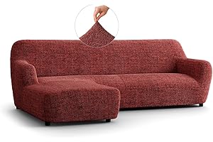 PAULATO BY GA.I.CO. PAULATO - Copridivano Penisola Sinistra in Microfibra con Fantasia, Tessuto Bielastico Antigraffio Lavabile in Lavatrice, Certificato OEKO-TEX, Disegno Vittoria Bordeaux - Made in Italy