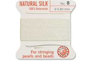 ‎CREATIVE-BEADS Creative-Beads Perlenfaden, Schnur, Perlseide zum auffädeln 2m lang mit flexiblem Drahtende als Fädelnadel Stärke 0,80mm weiß